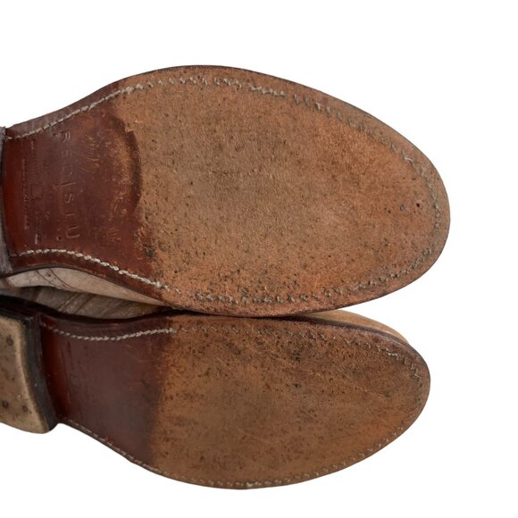 Bed Stu oxfords Lita 7 beige crackled distressed leather wing tip lace up flat - Picture 9 of 11